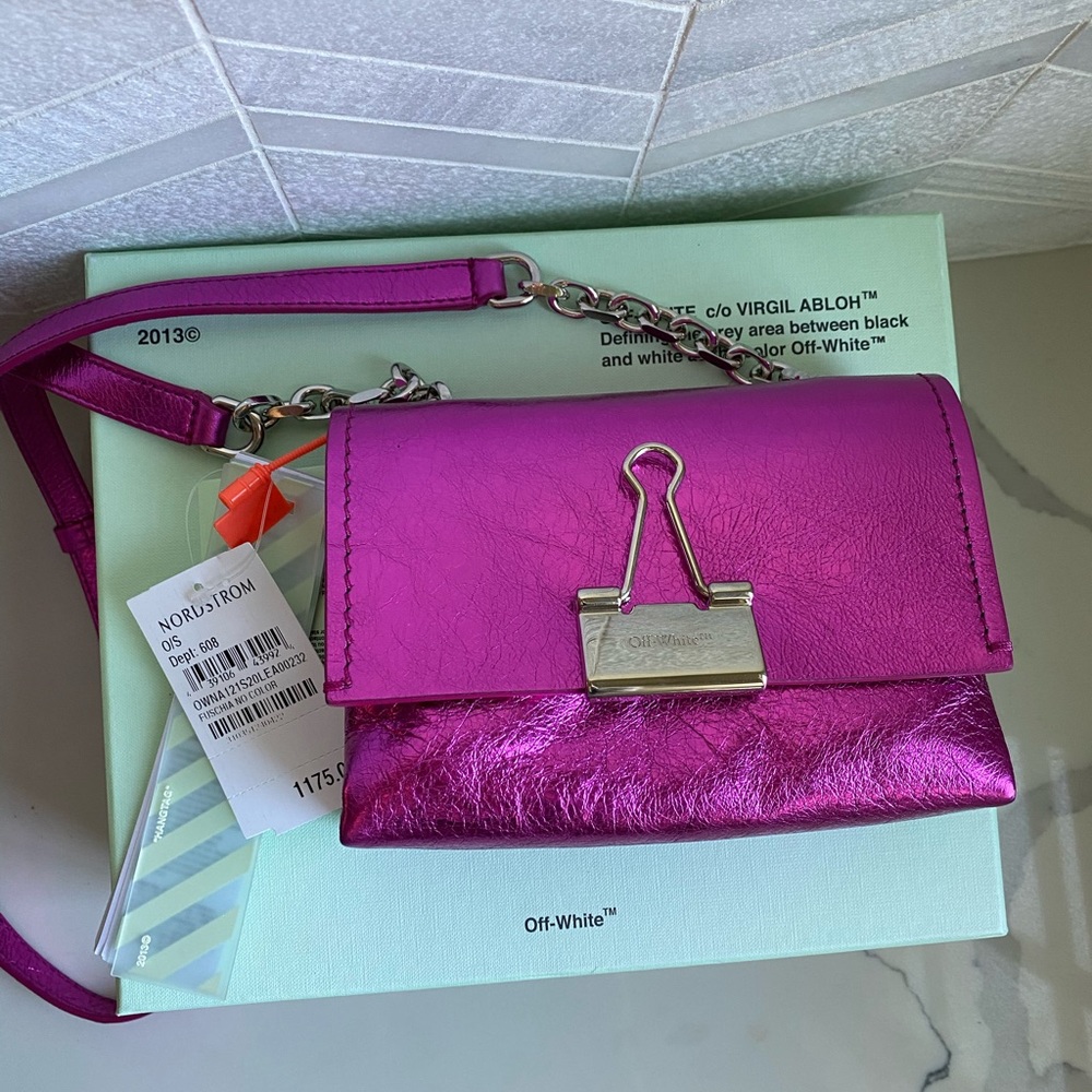 TRADED NWT💗Off-White Binder Clip Crossbody - Picture 7 of 11